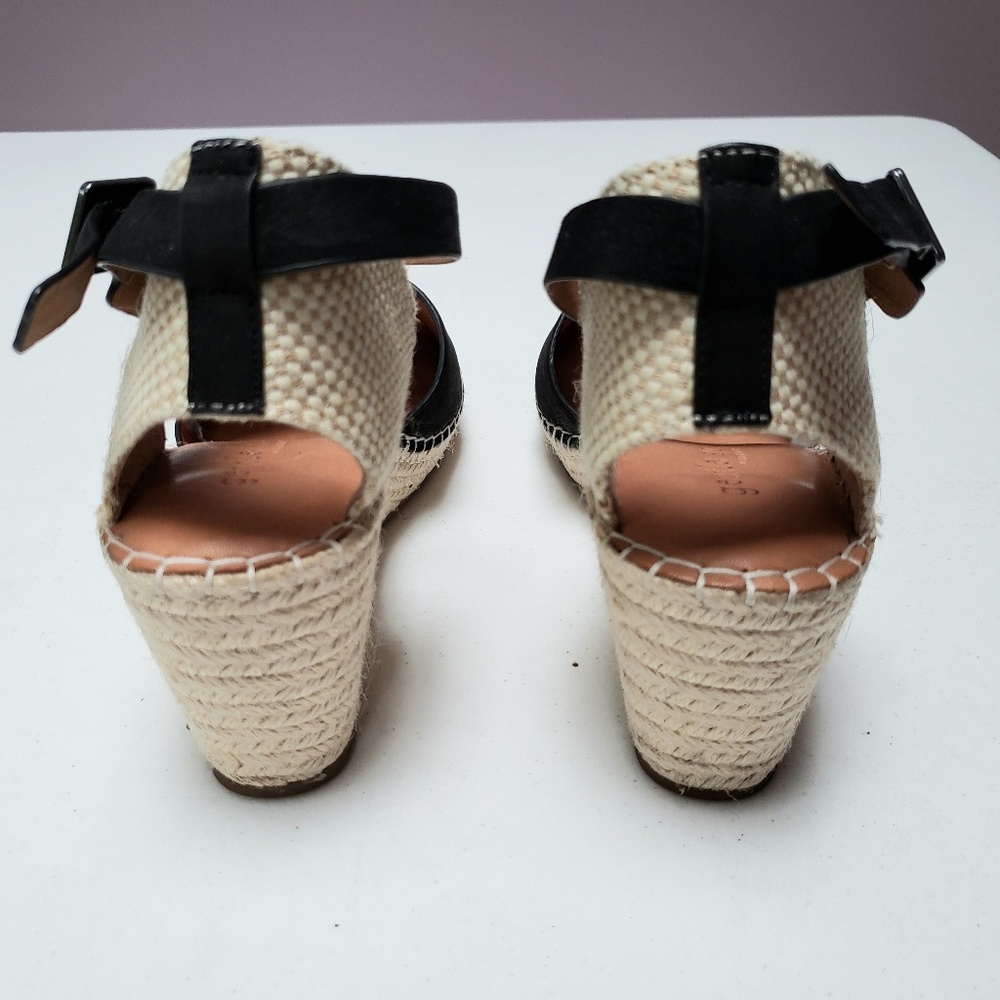 Kenneth Cole Leather Black Strap 8.5 Wedge Sandals - Picture 5 of 8
